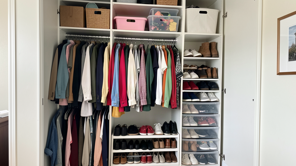 Organized bedroom closet